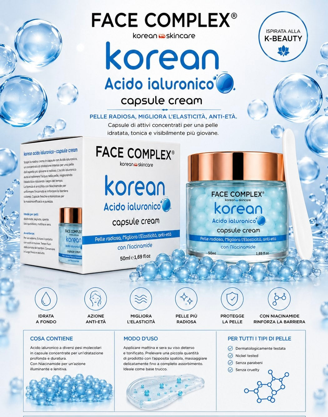 Crema Viso Korean all’Acido Ialuronico in Capsule